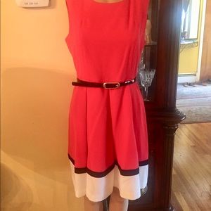 A line dress with a belt